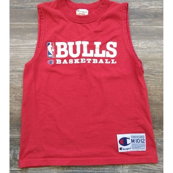 Vintage Kids Chicago Bulls Sleeveless Shirt NBA Merchandise by Champion Sz 10/12